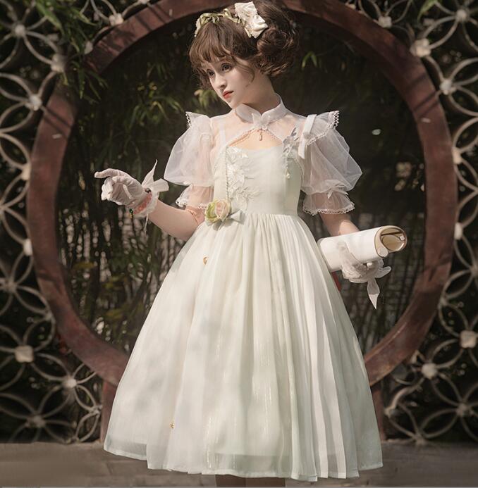 ロリータ衣裳 漢風 中華風 ロリータ服 大時代 コスプレ キャミソール スピード競技 ボレロ 膝丈衣裳 告げ知らせる会 教養祭 翰林院祭 映画化御召しもの 寄り合い御召しもの 萌え萌え 緑であること 新作 ジレー 今めかしい 一般受け