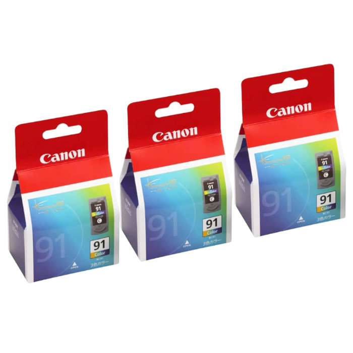 【楽天市場】【純正品 3個セット】CANON キヤノン FINEカートリッジ BC-91 大容量カラー (0393B001) 3個セット：メグ ...