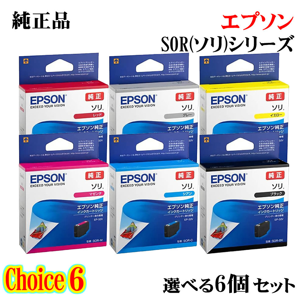 【純正品 6個セット】EPSON エプソン チョイス6 インクカートリッジ (ソリ) SOR 選べる6個セット