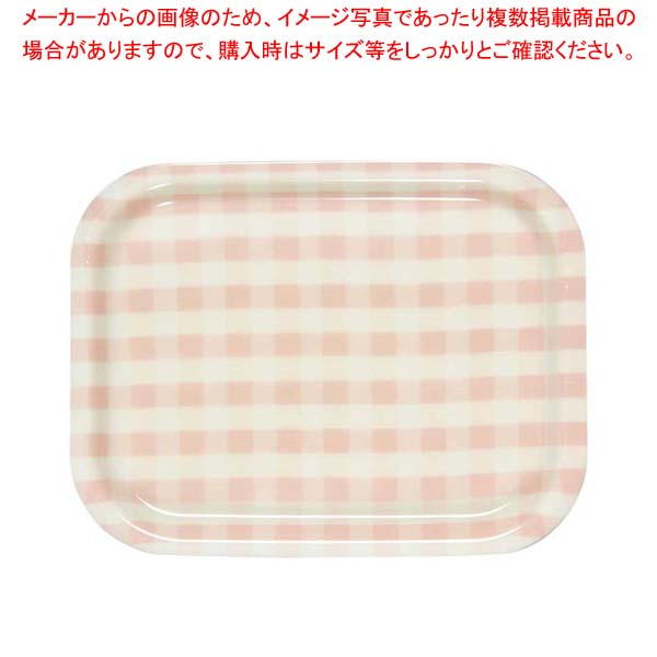 【まとめ買い10個セット品】 Rトレー ミルキーチェック(L)ピンク(ノンスリップ加工)|厨房卸問屋 名調