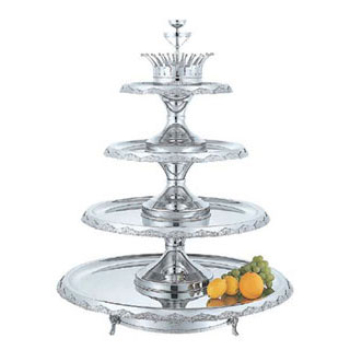 【 SW 18-8デラックス回転4段オードブルスタンド 手動式 】 【 厨房器具 製菓道具 おしゃれ 飲食店 】