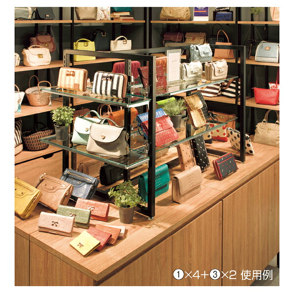 【まとめ買い10個セット品】 ガラス棚セットW90cm オーバーハングタイプ 5mm厚 D25cm 61-36-3-3 【店舗什器 パネル ディスプレー 棚 店舗備品】｜厨房卸問屋 名調