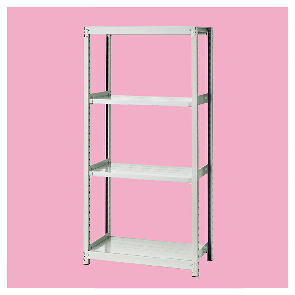 中軽量ボルトレスラック 4段 W90×D60cm 棚ライン入り 61-433-79-2 【 店舗運営用品 在庫場用品 在庫ラック 中軽量ボルトレスラック 200kg/段 4段 H180cm） 】