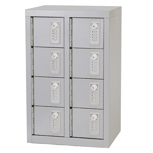 貴重品ロッカー(ダイヤル錠) 2列4段 61-361-4-1 【 店舗運営用品 防犯・防災用品 金庫・貴重品ロッカー 貴重品ロッカー 】店舗什器 ディスプレー マネキン 装飾品 販促用品 ハンガー ラッピング|厨房卸問屋 名調