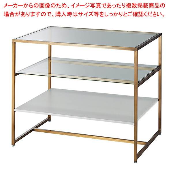 送料込み　店舗什器　ガラス製3段棚　アンティークゴールド(真鍮色)フレーム 正規 品家具・インテリア - 送料込み 店舗什器 ガラス製3段棚
