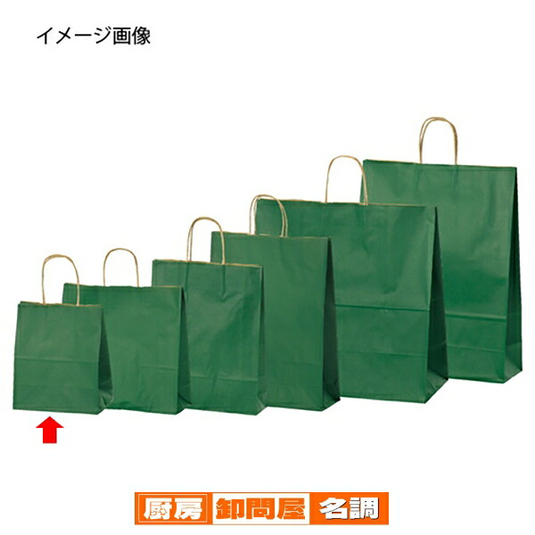 手提げ紙袋 グリーン 21×12×25cm 300枚 61-309-8-9 【 ラッピング用品 紙袋 手提げ紙袋（無地） カラー手提げ紙袋 グリーンHEIKO 紙袋 25チャームバッグ 】
