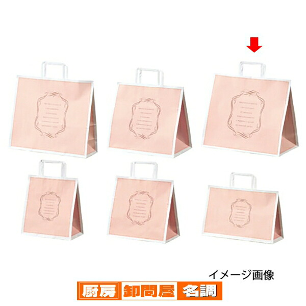 柄入り手提げ紙袋 平ひも エレガントスイート 35×22×32 200枚 61-800-92-23 【 店舗什器 小物 ディスプレー ギフト ラッピング 包装紙 袋 消耗品 店舗備品 】