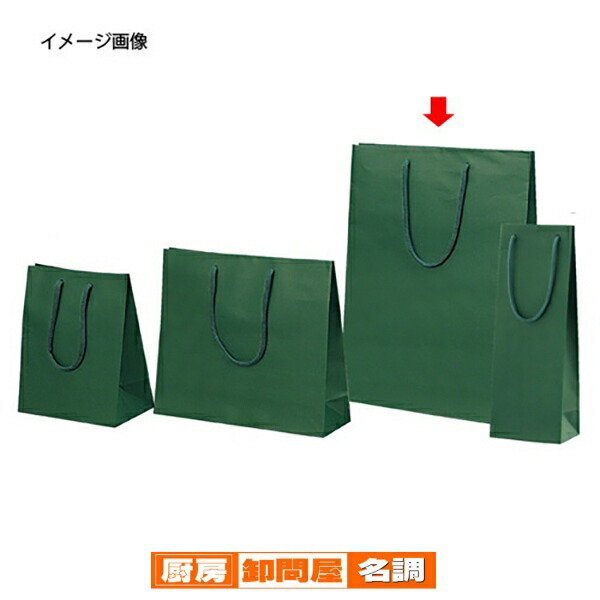 カラー手提げ紙袋 グリーン 33×10×45 100枚 61-313-5-7 【 ラッピング用品 紙袋 手提げ紙袋（無地） カラー手提げ紙袋 】【店舗什器 小物 ディスプレー ギフト ラッピング 包装紙 袋 消耗品 店舗備品】