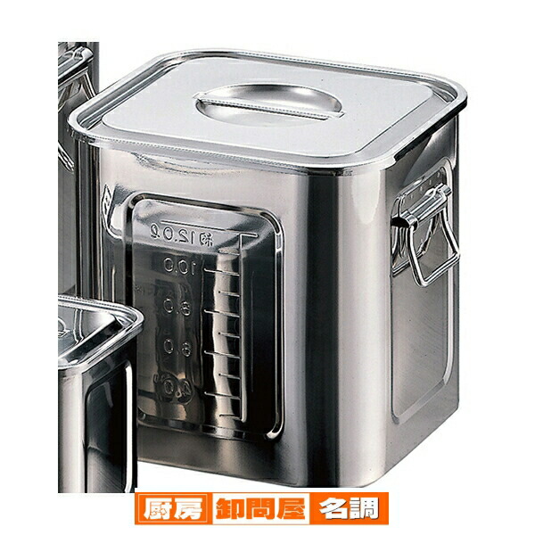 楽天市場】18-8 目盛付角キッチンポット(手無) 15cm 12150