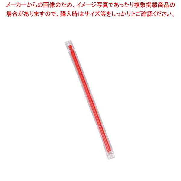 【まとめ買い10個セット品】 カラーストロー透明袋入り(500本入)ストレート 赤 φ6×210