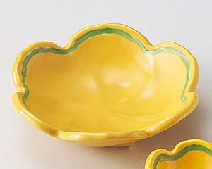 【まとめ買い10個セット品】和食器 オ018-198 黄釉グリーン梅型向付【キャンセル/返品不可】