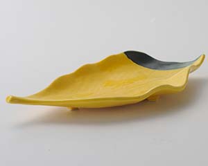 【まとめ買い10個セット品】和食器 ロ018-398 黄輝葉型刺身鉢【キャンセル/返品不可】｜厨房卸問屋 名調