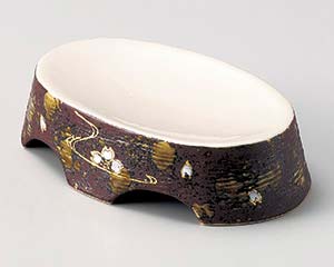 【まとめ買い10個セット品】和食器 ミ030-138 金流水楕円高台向付【キャンセル/返品不可】|厨房卸問屋 名調