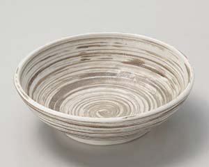 【まとめ買い10個セット品】和食器 イ052-088 うず刷毛白釉 17cm浅鉢【キャンセル/返品不可】