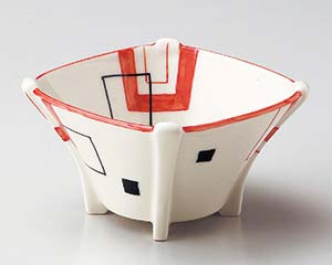 【まとめ買い10個セット品】和食器 ミ059-058 幾何柄四ッ足小鉢【キャンセル/返品不可】