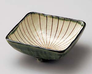 【まとめ買い10個セット品】和食器 ロ071-488 織部内筋三つ足角鉢(小)【キャンセル/返品不可】｜厨房卸問屋 名調
