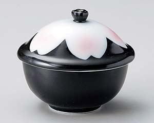 【まとめ買い10個セット品】和食器 ミ111-178 黒釉桜花むし碗【キャンセル/返品不可】