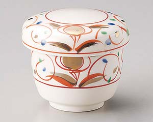【まとめ買い10個セット品】和食器 ロ110-078 赤絵華紋むし碗【キャンセル/返品不可】