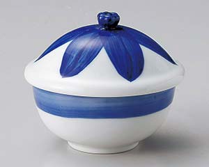 【まとめ買い10個セット品】和食器 ホ111-148 ブルー花だえんむし碗【キャンセル/返品不可】