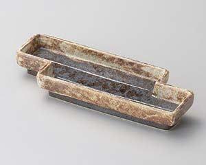 【まとめ買い10個セット品】和食器 キ129-088 黒伊賀かいらぎ八ッ橋突出皿【キャンセル/返品不可】|厨房卸問屋 名調