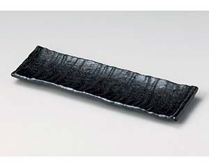 【まとめ買い10個セット品】和食器 キ140-108 いぶし黒新長皿【キャンセル/返品不可】｜厨房卸問屋 名調