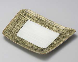 【まとめ買い10個セット品】和食器 ミ169-108 織部金タタキ変形大皿【キャンセル/返品不可】｜厨房卸問屋 名調