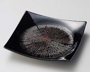 【まとめ買い10個セット品】和食器 イ189-308 漆黒乱十草5.5正角皿【キャンセル/返品不可】|厨房卸問屋 名調