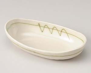 【まとめ買い10個セット品】和食器 ア196-028 緑線楕円盛鉢【キャンセル/返品不可】