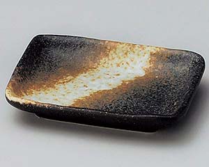 【まとめ買い10個セット品】和食器 ト235-028 黒吹長角小皿【キャンセル/返品不可】