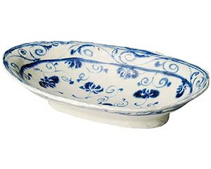 和食器 ミ243-038 安南呉須更紗 楕円高台大盛鉢 【卸問屋名調 おしゃれ 食器 テーブルウェア 業務用 居酒屋 レストラン 喫茶店 ホテル 家庭用】 11,596円