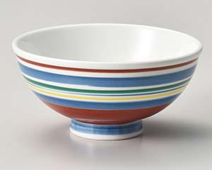 【まとめ買い10個セット品】和食器 ロ368-158 赤絵4色ライン中平【キャンセル/返品不可】｜厨房卸問屋 名調