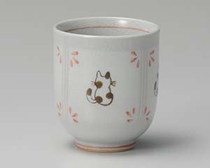 【まとめ買い10個セット品】和食器 ア386-088 せねこ湯呑赤【キャンセル/返品不可】|厨房卸問屋 名調