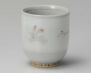 【まとめ買い10個セット品】和食器 ア386-228 粉引ウサギ湯呑(小)【キャンセル/返品不可】