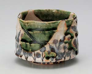 和食器 カ392-038 織部華文一口抹茶碗 【卸問屋名調 おしゃれ 食器 テーブルウェア 業務用 居酒屋 レストラン 喫茶店 ホテル 家庭用】