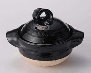 【まとめ買い10個セット品】和食器 メ406-278 黒釉一人用御飯鍋【キャンセル/返品不可】