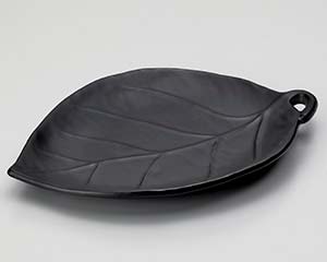 【まとめ買い10個セット品】和食器 ス411-068 黒釉葉型陶板(大)【キャンセル/返品不可】｜厨房卸問屋 名調