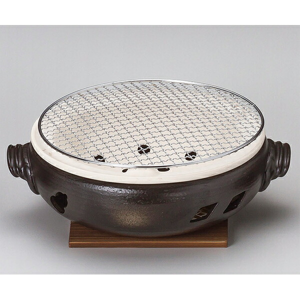 和食器 ス416-048 伊勢コンロ(手付)丸9号(金網・敷板付) 【卸問屋名調 おしゃれ 食器 テーブルウェア 業務用 居酒屋 レストラン 喫茶店 ホテル 家庭用】