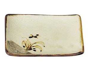 【まとめ買い10個セット品】和食器 オ468-608 織部流し芦絵 角4.0皿【キャンセル/返品不可】