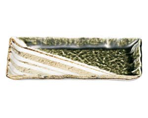 【まとめ買い10個セット品】和食器 ロ466-158 織部ストライプ 突出皿【キャンセル/返品不可】|厨房卸問屋 名調