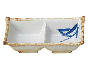 【まとめ買い10個セット品】和食器 ヤ461-708 白淡雪ススキ 長二ツ切皿【キャンセル/返品不可】
