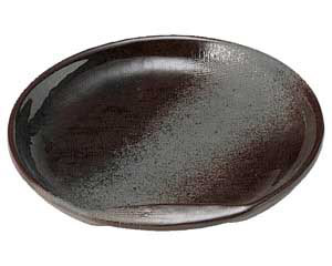 【まとめ買い10個セット品】和食器 ロ465-038 鉄釉布目 半月5.0皿【キャンセル/返品不可】