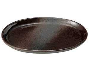 【まとめ買い10個セット品】和食器 ロ465-078 鉄釉布目 小判7.0皿【キャンセル/返品不可】｜厨房卸問屋 名調