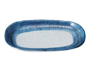 【まとめ買い10個セット品】和食器 オ479-088 藍彩 小判8.0皿【キャンセル/返品不可】｜厨房卸問屋 名調