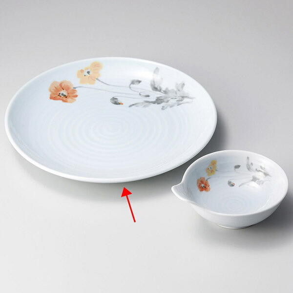 【まとめ買い10個セット品】和食器 オ119-098 青白磁流花25cm皿
