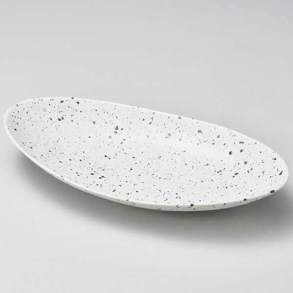 【まとめ買い10個セット品】和食器 ワ194-148 白斑点オーバルディッシュ 中