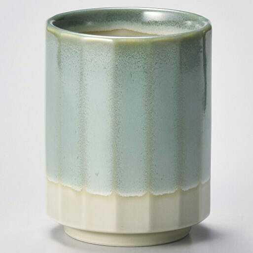 【まとめ買い10個セット品】和食器 テ376-078 青均流し十六角寿司湯呑