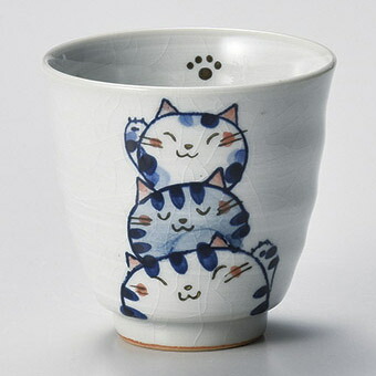 【まとめ買い10個セット品】和食器 ハ379-158 猫づくし湯呑(青)