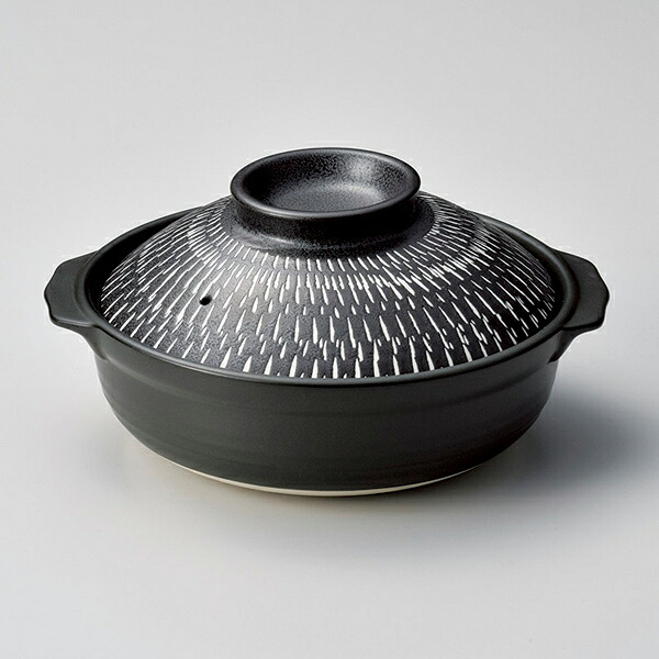 【まとめ買い10個セット品】和食器 ラ404-188 土鍋5.5号 とちり黒御影｜厨房卸問屋 名調