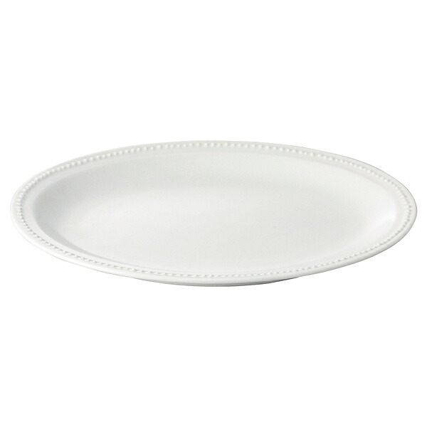 【まとめ買い10個セット品】和食器 イ507-138 ドットカラーホワイトオーバルプレート大｜厨房卸問屋 名調