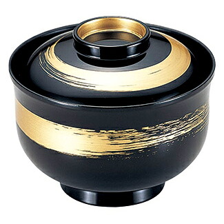 【まとめ買い10個セット品】和食器 エ689-198 [TA]3.3寸姫小吸椀 黒金一筆つば金[洗]
